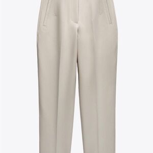 Zara High Waisted Cream Tailored Trousers
